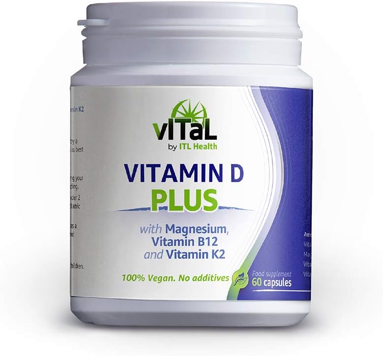 ITL Health MAG365 Magnesium Vitamin D Plus, Vitamin B12,K2, Food Supplement No Preservatives, Gluten, Soy, Dairy - Vegan - 60 Capsules