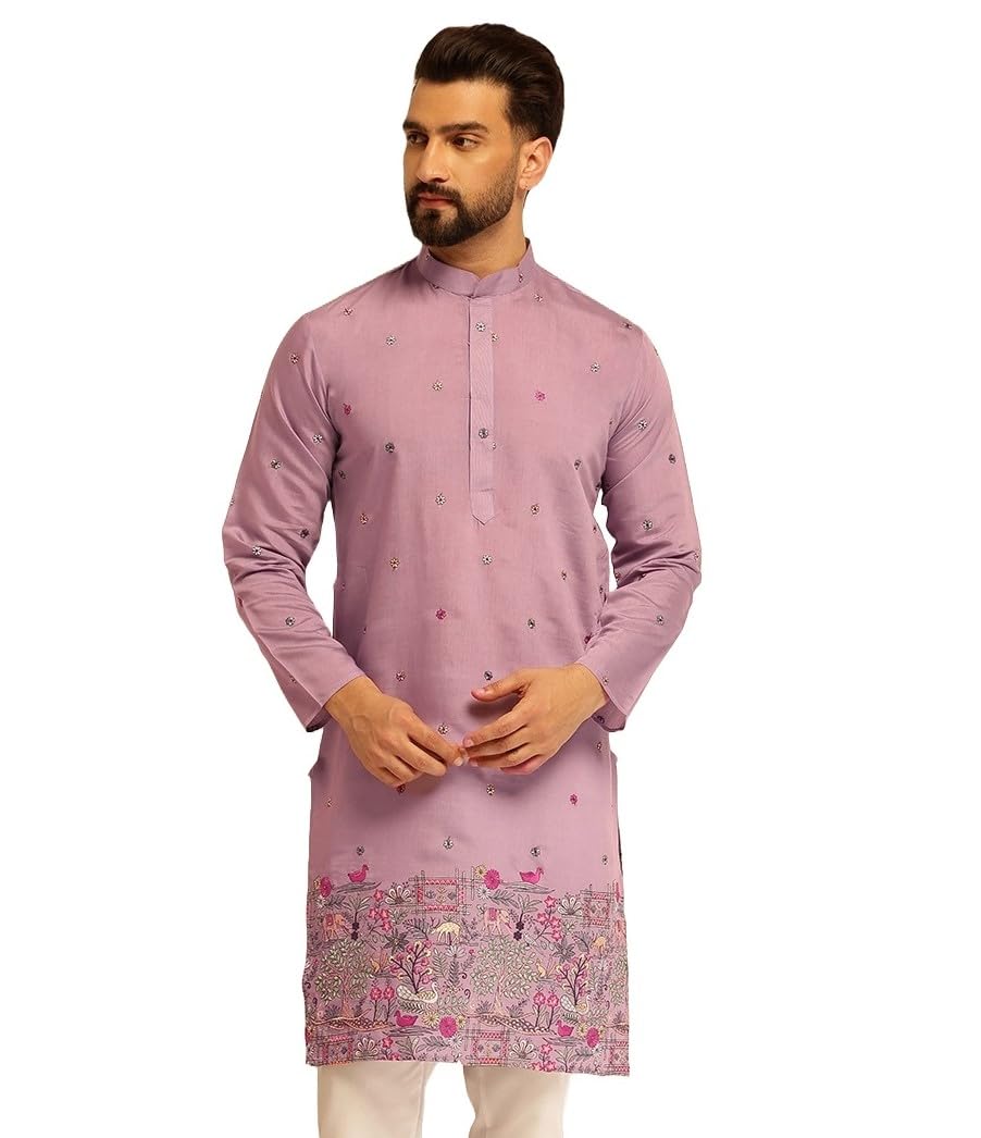 sojanya (Since 1958 Men's Jacquard Silk Multi Shade Kurta with Sequence-picture-22