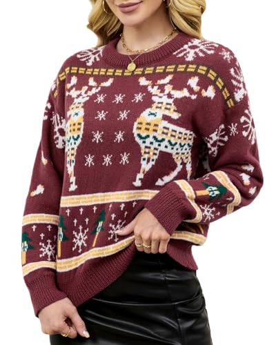 Quatrefox Weihnachten Pullover Damen Weihnachtspullover Dick Pulli...