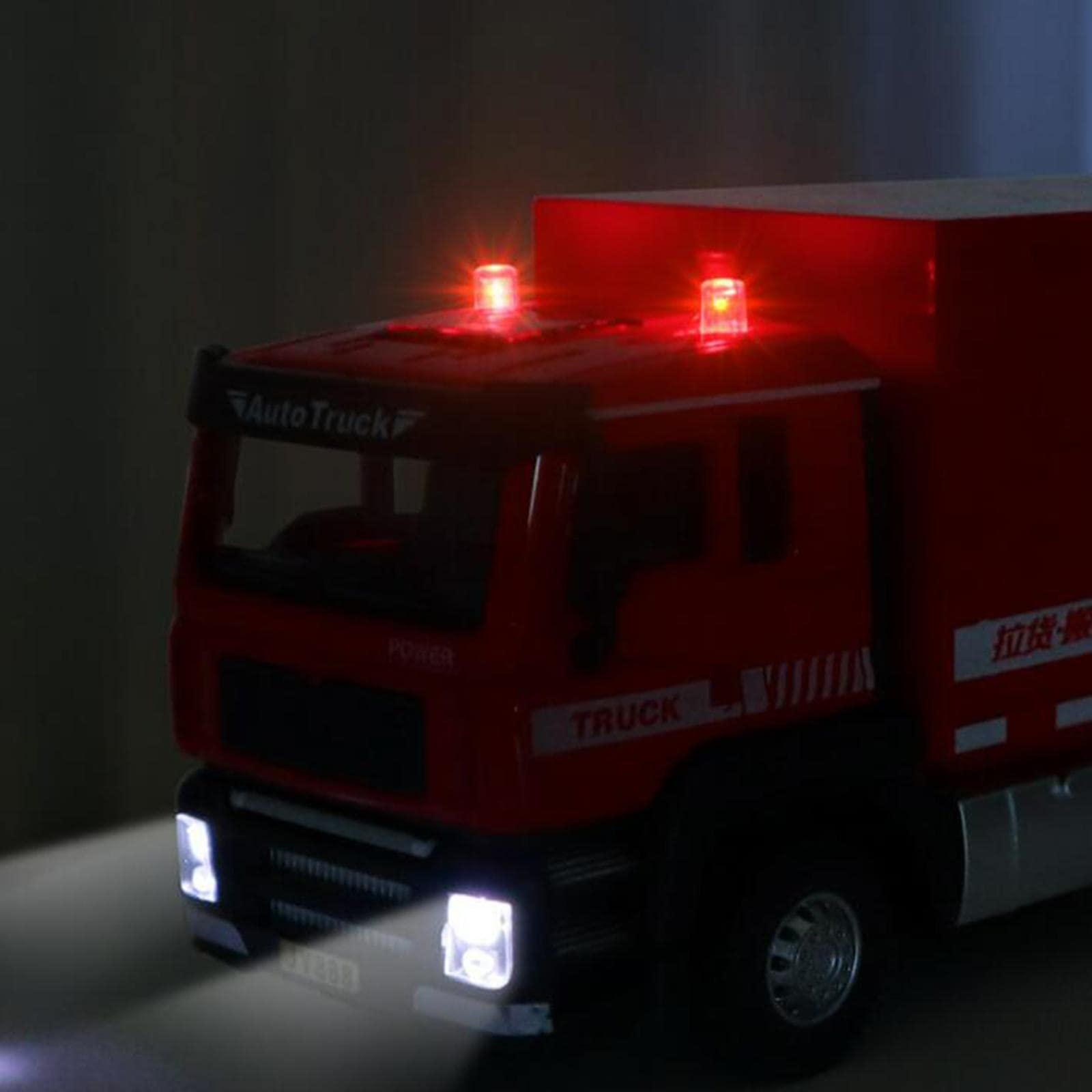 Alloy Truck Modello Camion Escavatore Betoniera Giocattolo Effetto Luci Suoni Pneumatici Gomma Adatto per Bambini Feste Uscite, Autoscala 053