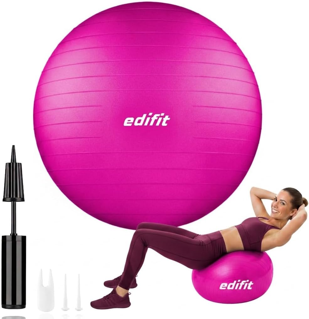 EDIFIT Palla Fitness, Pilates Attrezzi Casa, Incluso il Gonfiatore, Fitball, Yoga Accessori, Palla Gravidanza, Ginnastica Ritmica