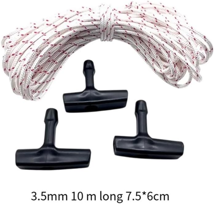 3Pcs Starter Handles with Pull Cord 10 M Rope Replace Spare Parts Fit for Lawn Mower Chain Saws