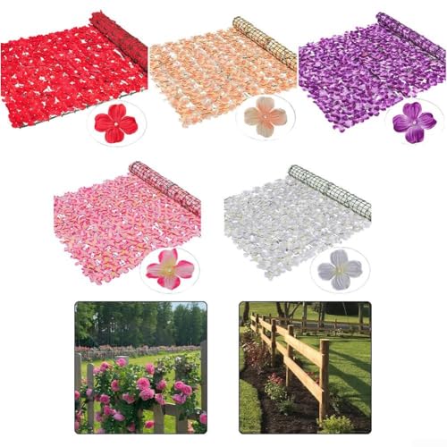 Clôture d'hortensia artificielle pour décoration de jardin et salle de mariage avec cadre en plastique et fleurs en soie pour une utilisation élégante en extérieur (50 x 300 cm, blanc)