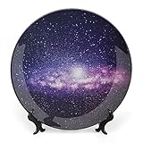 8 Inch Decorative Plate, Galaxy Ceramic Stoneware, Nebula Cloud in Milky Way Print Ornament Display Plate for Fine Dining, Upscale Event, Dinner Party, Weddings, Catering, Christmas, Thankgiving