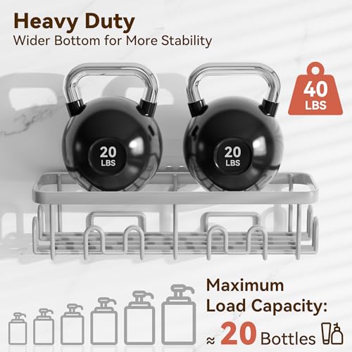 Image of YASONIC Shower Caddy Adhesive, 100% Rustproof Shower Organizer with Soap and Toothbrush Holder, Large Capacity Shower Shelves for Inside Shower, No Drill Shower Storage for Home (5 Pack Grey)