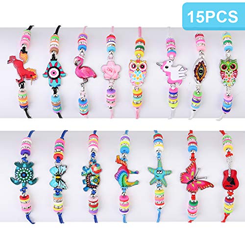 Faburo 15 PCS Bracelet Amitié Bracelet tressé Bracelet d'amitié pour fête d'anniversaire et Fille Fête - Amitié Le Porte - Bonheur