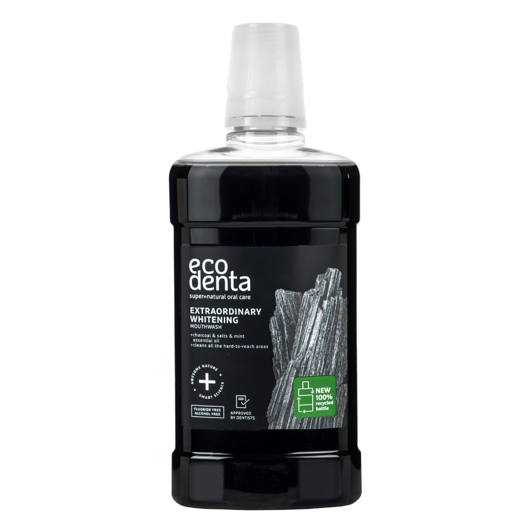 Ecodenta Extraordinary Teeth Whitening Mouthwash Alcohol Free - Fluoride Free Mouth Wash for Bad Breath 500ml