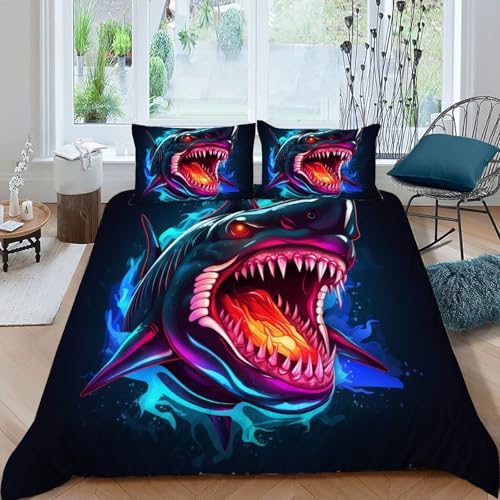 Couvre-lit microfibre requins 3 pièces avec fermeture éclair robuste taille XL - 3