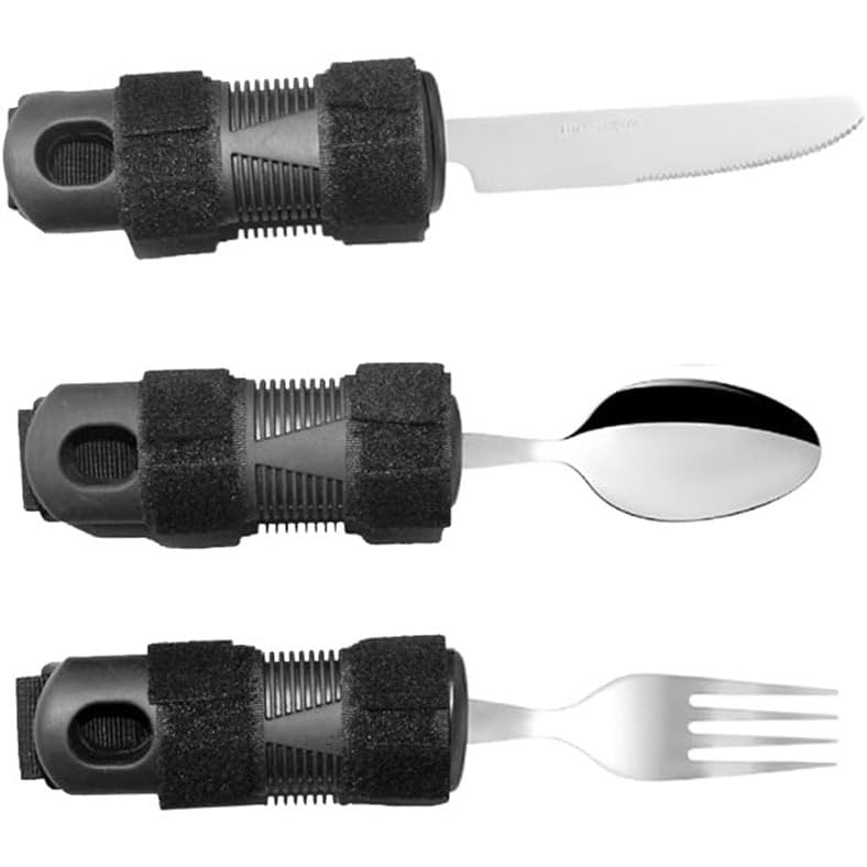 Juegos de cubiertos Ayudas para discapacitados Cubiertos para comer, discapacitados para personas mayores Vajillas antivibración para ayuda para comer, para el accidente cerebrovascular de la artritis