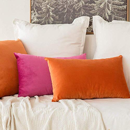 Image of Khooti Velvet 200 TC Cushion Cover Pack Of 1-16 inchX20 inch /41X51 Cm-Orange-Soft Pillow Covers Cushion Case For Sofa Bedroom Living room Chair Car