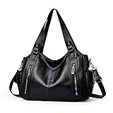 Generisch Generish Handtasche Damen,Weiches Leder Tote Hobo Bag Groß Shopper Tasche Uni Tasche Vintage Bag Braun Slouchy UmhäNgetasche Arbeitstasche für Schule Reisen