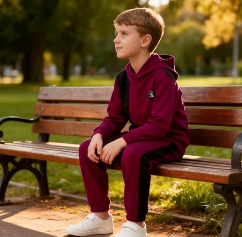 Image of KIDLAGA Toddler Boy Clothes Long Sleeve Hoodie Sweatsuits Tops and Pants Boys Fall Winter Color Block Outfits Set 5-12 Years
