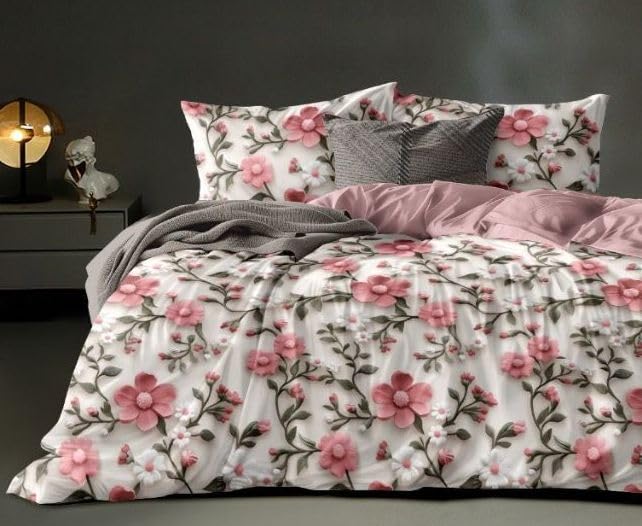 MOSHO Glace Cotton Large King Size AC Comforter BedSheet Set – 108x108 inches – 4-Piece Set with 1 Double Bed Bedsheet, 1 AC Comforter & 2 Pillow Covers - Colore