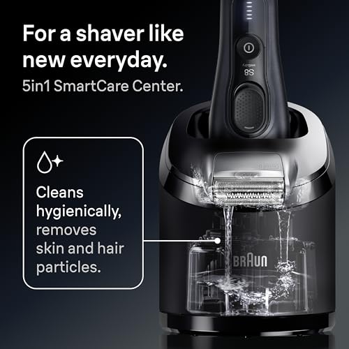 Image of Braun Series 8 8560cc Electric Razor for Men, 4+1 Shaving Elements & Precision Long Hair Trimmer, 5in1 SmartCare Center, Close & Gentle Even on Dense Beards, Wet & Dry Electric Razor, 60min Runtime