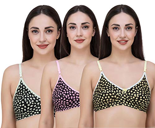 Image of Fasense Women's Cotton Leaf Print Medium Coverage Wire Free Non Padded Bra