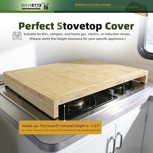 BAMOTTO CRAFTBAMBOO 19.7x22 Inch Large Bamboo Cutting Board Stovetop Cover by BAMOTTO CRAFTBAMBOO - Used condition - Image 4
