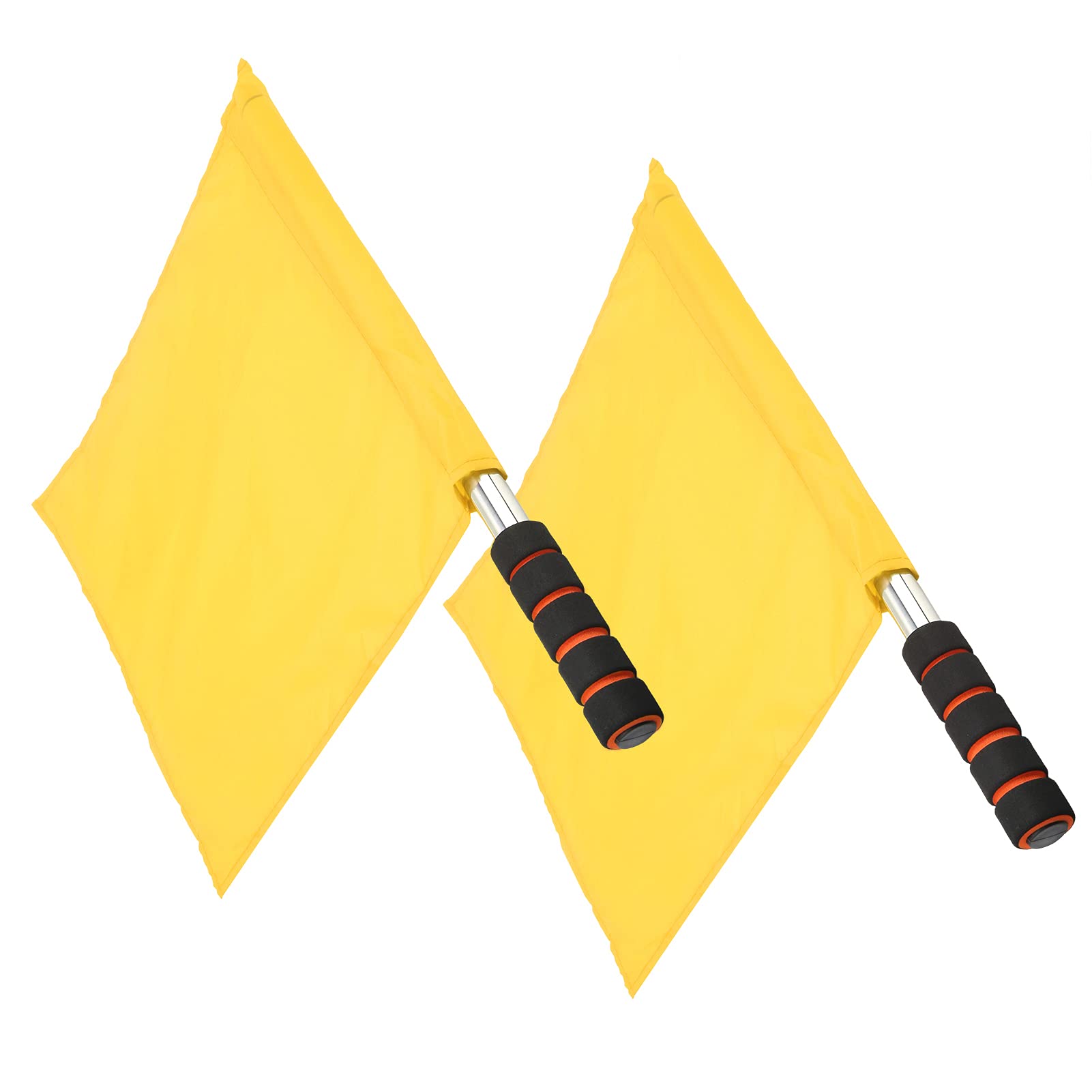 Cryfokt Drapeau de Juge de Ligne de Compétition, Poignée en éponge Confortable, Drapeaux Officiels D'arbitre, Poteau en Acier Inoxydable 2 Pièces pour Arbitres de Football pour Jeux de Plein Air