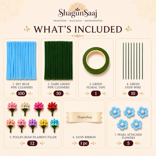 Image of ShagunSaaj Pipe Cleaner for Bouquet DIY Craft Flowers Kit - Fuzzy Chenille Stems & Fluffy Sticks for Arts & Crafts, Creative School Projects, Kids Craft Supplies, Home & Party Decor (Sky Blue)