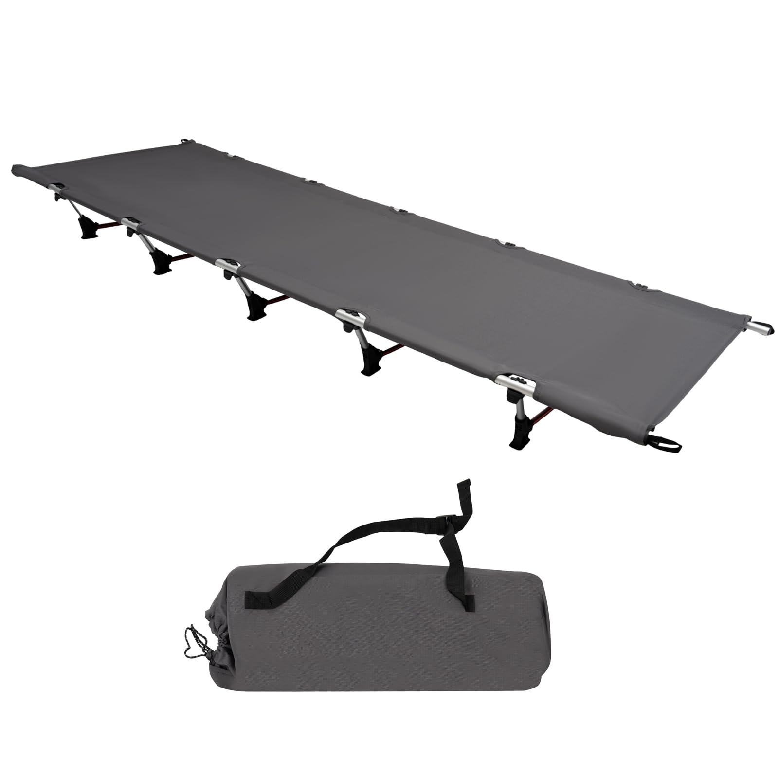Faltbares Feldbett Aus Aluminium – Klappbare Campingliege 190x65x15 Cm, Mit Tragetasche, Bis 150 Kg, Für Zelt & Gäste