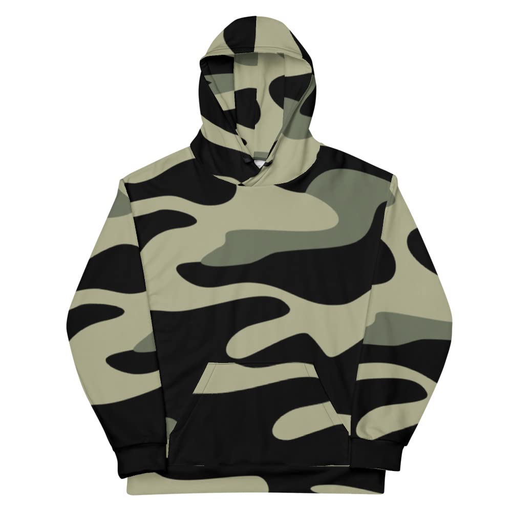 Kamuflaż czarny kamuflaż wojskowa moda uliczna unisex bluza z kapturem, biały, L