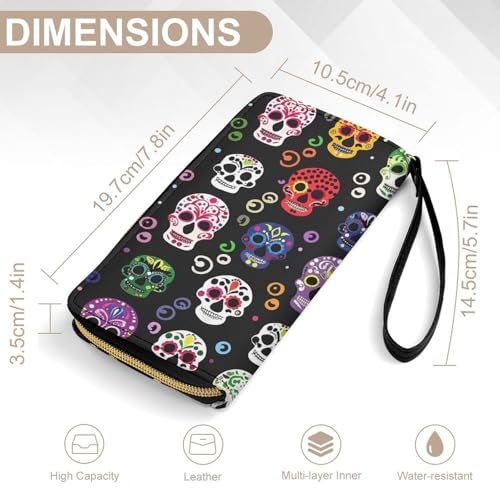 Womens Leather Wallets Swirls And Dots Wallet for Women Large Capacity Card Phone Holder Ladies Purse with Wriststrap2