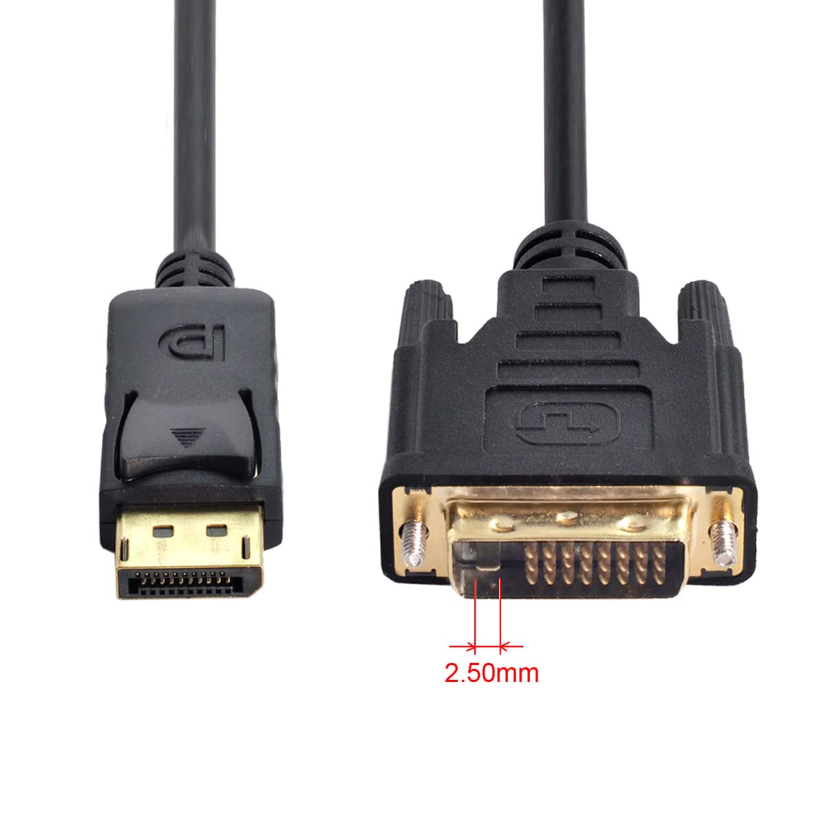 DisplayPort DP macho fuente a DVI macho enlace único video 1080p 60hz cable 6ft 5.9 ft para monitor DVI 3