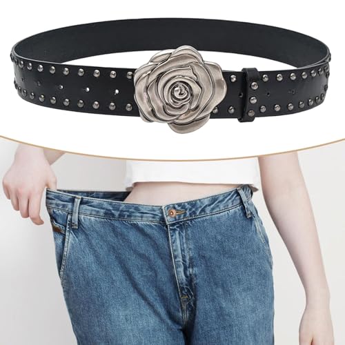 PU Leather Women Belt, Versatile Flower Buckle Belt for Dress, Pants, Jeans2