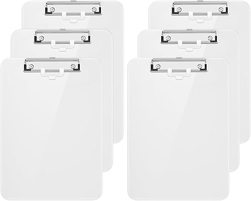 Hongri Juego de 6 portapapapeles de plástico, portapapeles blancos estándar A4 tamaño carta para enfermeras, estudiantes y oficina, portapapapeles