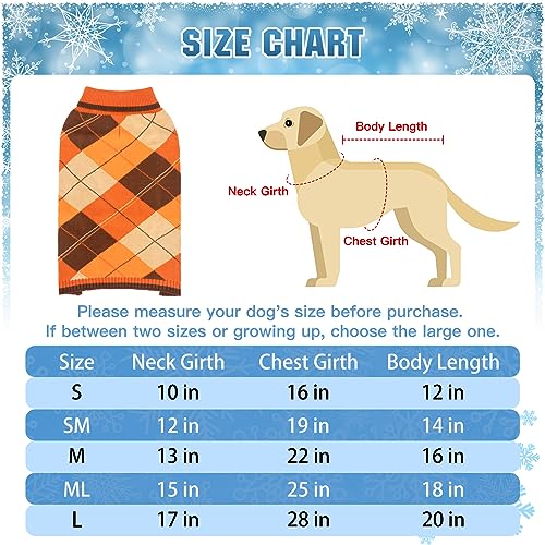 Kooltail KHD022_ORANGES Dog Sweater Pet Knitted Clothes - Classic Plaid Pullover Turtleneck Fall Thanksgiving Dog Sweaters thumb #1