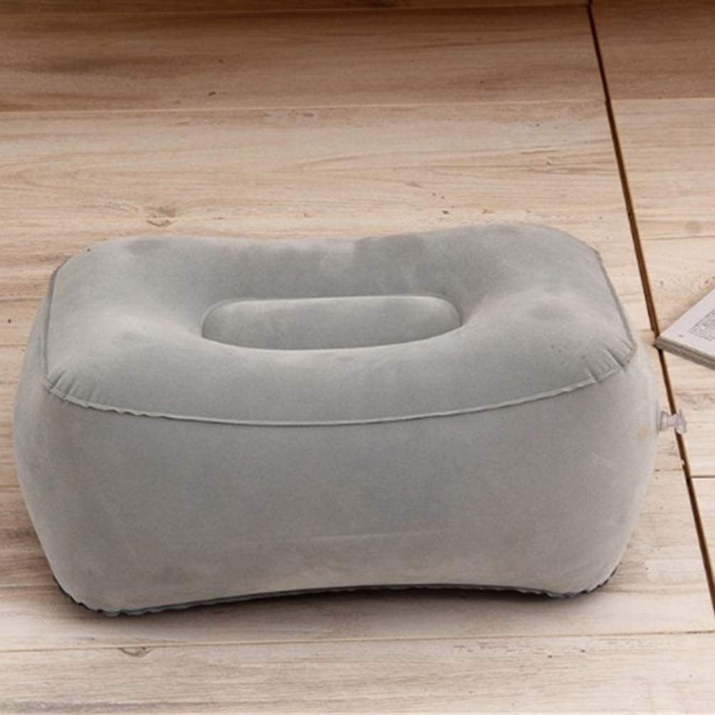 ADITAM 2 Pezzi Piedini Gonfiabili Poggiapiedi da Viaggio Poggiagambe Piede Cuscino Auto Home Office Treni Aereo (Grigio) Double The Comfort
