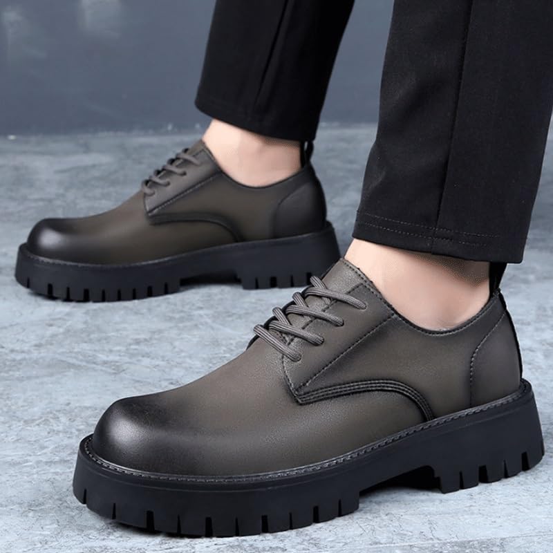 Men's Oxford Shoes Business Casual Shoes Leather Loafers Classic Round Toe Lace Up Lug Sole Soft Bottom Business Work Dress Shoes3
