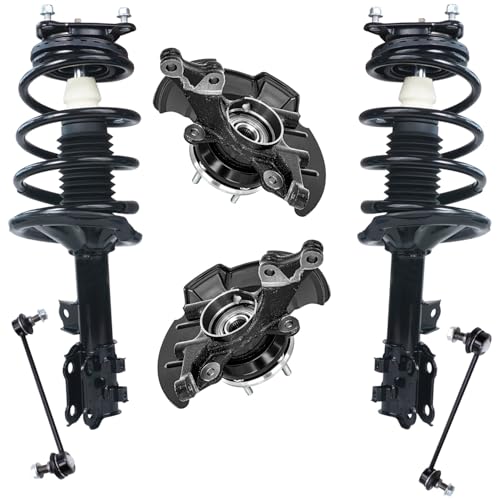Image of Detroit Axle - Front Steering Knuckles with Wheel Hub Bearings Struts Sway Bar Links Replacement for 2007-2010 Hyundai Elantra w /4-Wheel ABS