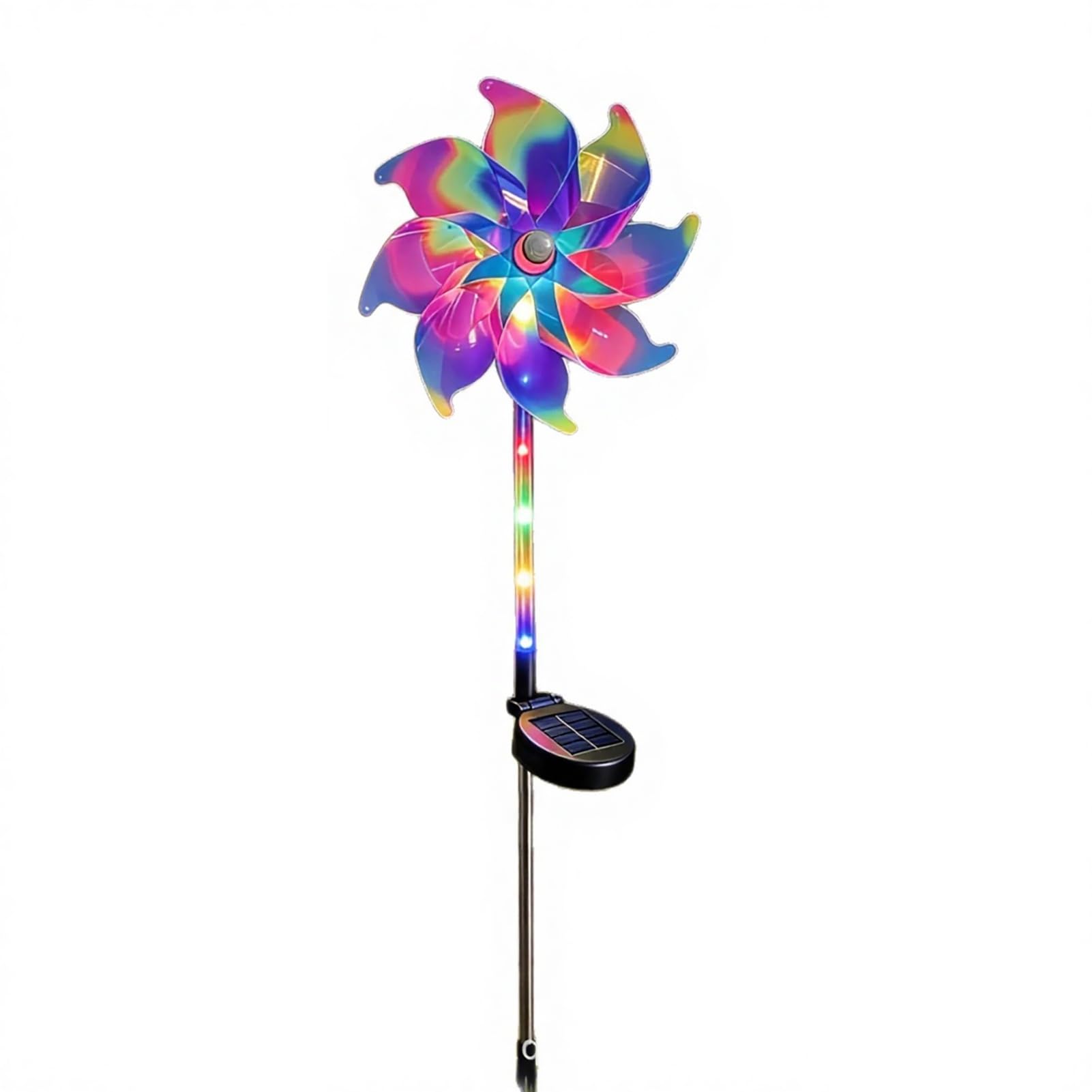 Quoravel Colourful Solar Pinwheel Light, Waterproof LED Wind Spinner for Garden, Outdoor Rotating Pathway Light, IP65 Solar Powered Yard Lawn Decor 1pc