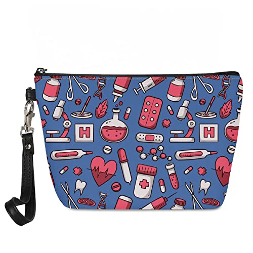 Amzbeauty Trousse de toilette personnalisée pour femme Motif animal 3D, Bleu médical, L, Trousse à maquillage Cover