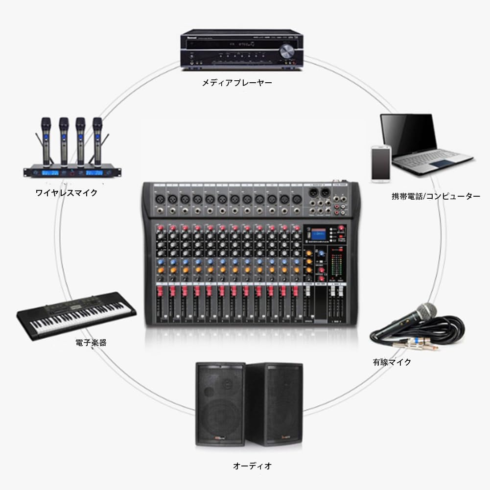 Amazon | オーディオミキサー 8/ 12 / 16 DJミキサーオーディオ