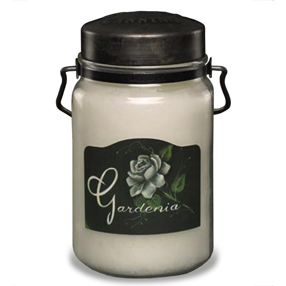 McCall’s Candles | Gardenia | 26 oz Scented Candle | USA-Poured | Vintage Rustic Jar with Carrying Handle | Pure & Sweet Gardenia Blossom Fragrance