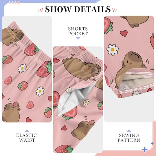 Capybara with Oranges Cute Pajama Pants, Soft Sleepwear Lounge Pants Pajama Pj Bottoms for 6-14 Years4