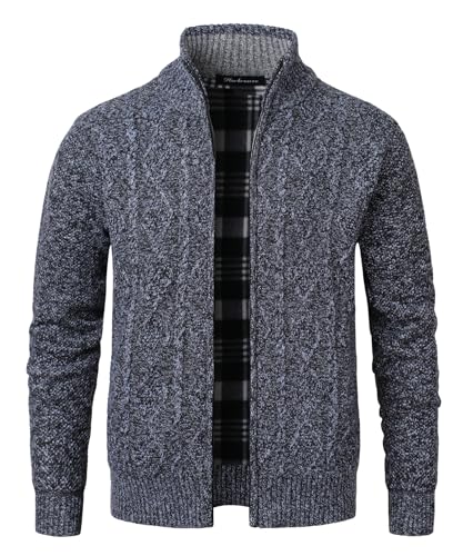 Cardigan Men's Long Sleeve Stand-up Collar Cardigan Fleece Jacket with Cable Knit Zipper Jacket Knitted Sweater2