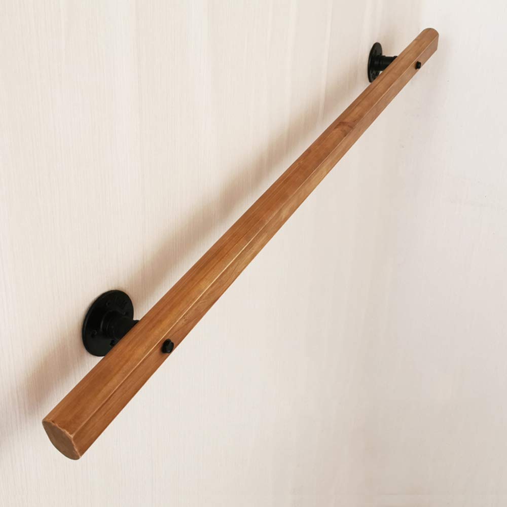 Neckip Home Staircase Handrails Wooden Non-Slip Stair Railing for Indoor Outdoor Safety Support Wall Mount Hand Rails with Installation Kit Easy to Install (Brown,50cm) - Image 4