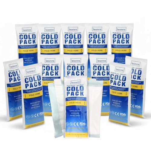 Image of Leonns® Instant Perineal Ice Packs for Postpartum w/Adhesive Strip | Perineal Cold Pack - 2 in 1 Postpartum Ice Pack Pads for After Birth - Instant Ice Maxi Pads | Easy to Activate (12 Pack)