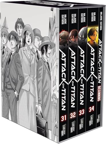 Attack on Titan, Bände 31-34 im Sammelschuber mit Extra: Fantasy-Action-Manga ab 16 Jahren über den Kampf gegen menschenfressende Titanen