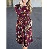 ZESICA-Womens-Long-Sleeve-Floral-Pockets-Casual-Swing-Pleated-T-Shirt-Dress ZESICA Women's Long Sleeve Floral Pockets Casual Swing Pleated T-shirt Dress,Small,Burgundy Burgundy Small