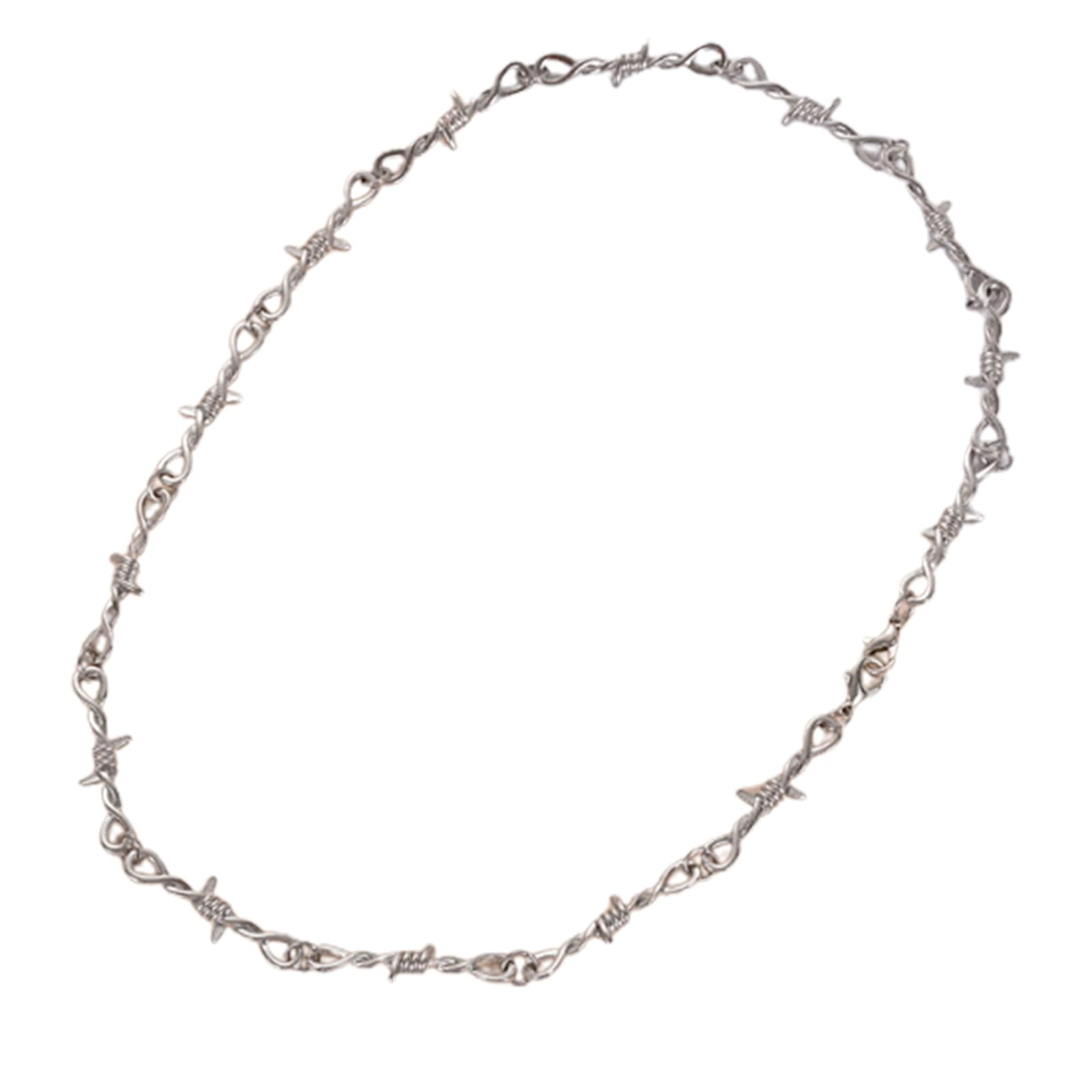 BOGEEL Punk Thorns Necklace Gothic Barbed Wire Chain Necklace for Men Women Adjustable Hip Hop Bramble Choker Necklace Jewelry