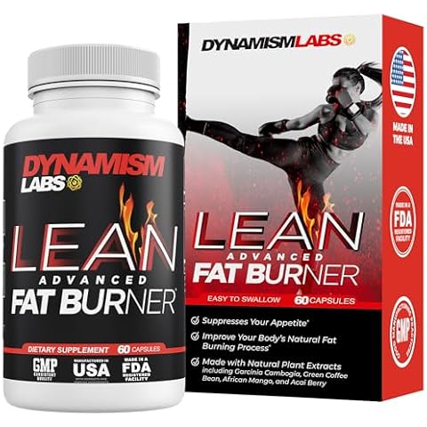 Dynamism Labs Lean Advanced Fat Burner | Garcinia Cambogia Extract, Green Tea Extract, Raspberry Ketone | Made in USA (60 Tablets) Cover
