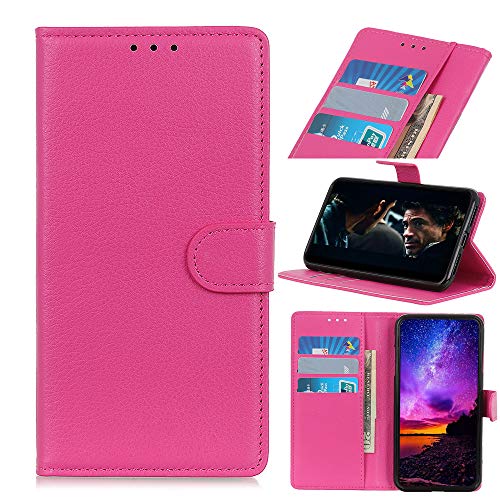 MSOSA Compatible con Funda BQ vsmart Active 1/Aquaris X2,Carcasa Libro de Cuero con Tapa y Cartera,Soporte Plegable,Carcasa PU Leather con TPU Silicona Case Interna Suave_Rosa roja