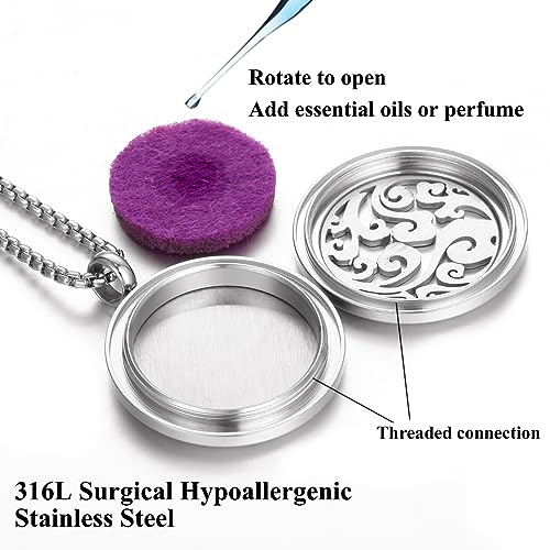 Aromatherapy Essential Oil Diffuser Necklace Tree of Life Cloud Design Stainless Steel Locket Pendant Christmas Birthday Gift for Women Men XN059-060-2 - Image 3