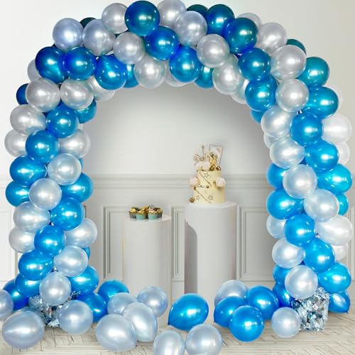 Image of Party Propz Blue Balloons for Birthday Decoration - 100 Pcs Metallic Balloons for Decoration | Blue and silver Balloons for Decoration | blue Balloon for decoration (Latex)