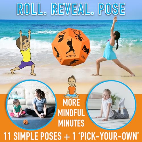 Yoga Dice - Yoga for Kids, Pose and Play Peaceful Kids Stretching Gymnastics Games and PE Equipment for Elementary School, Kindergarten, and Preschool, 12-Sided Foam Large Dice for Children - Image 4