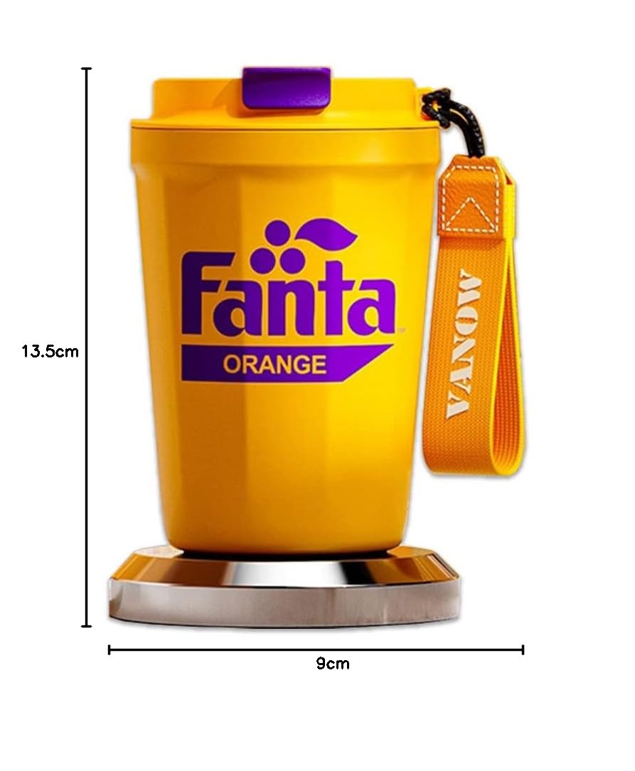 STARRY G Fanta Co-Branded - Taza térmica de viaje con asa, vaso antiderrames con tapa y popote a prueba de fugas, taza térmica aislada para café para llevar, bebidas calientes y frías, forro de