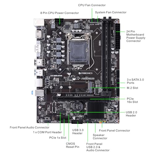 Image of ZEBRONICS H310 D4M2 Micro-ATX Motherboard for LGA 1151 Socket, Supports Intel 8th & 9th Generation Processors, NVMe M.2 Slot, 5.1 Audio, DDR4 2666 MHz, Ports (RJ45 | SATA | USB 3.0 | HDMI | DP)
